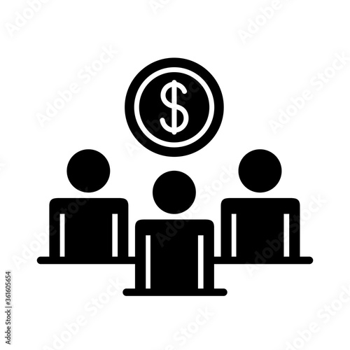 businessmen teamwork figures with coin dollar silhouette style icon