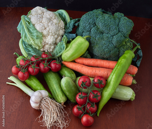 Composition of summer colorful organic fresh vegetables 