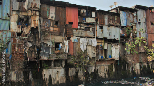 Dharavi slums in east Mumbai. Bandra District, Maharashtra, India.