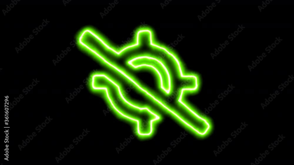 The appearance of the green neon symbol location slash. Flicker, In - Out. Alpha channel Premultiplied - Matted with color black The appearance of the green neon symbol location slash. Flicker, In - Out. Alpha channel Premultiplied - Matted with color black