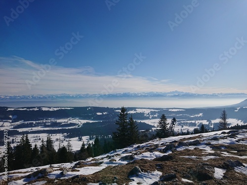 winter landscape with Alps mountain and snow