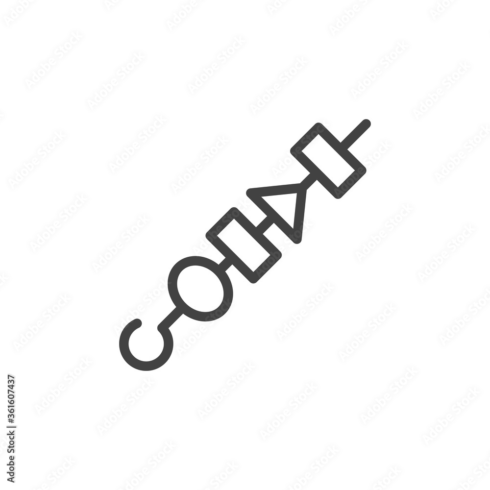 Shish kebab outline icon. Vector Illustration. Shish kebab outline icon. Vector Illustration.