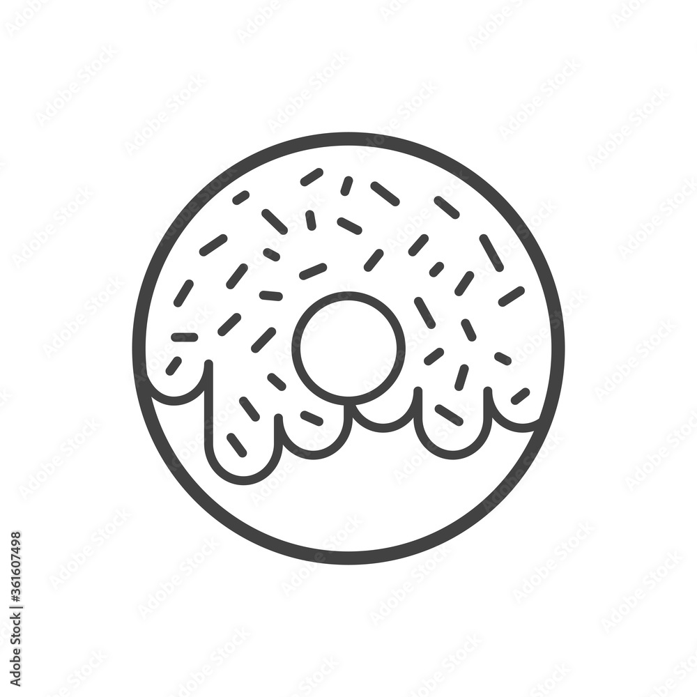 Donut outline icon. Thin line black donuts. Vector Illustration. Donut outline icon. Thin line black donuts. Vector Illustration.