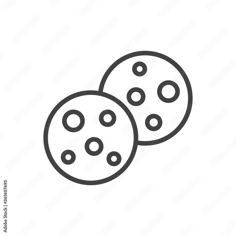 Chocolate chips cookies outline icon. Vector Illustration. Chocolate chips cookies outline icon. Vector Illustration.