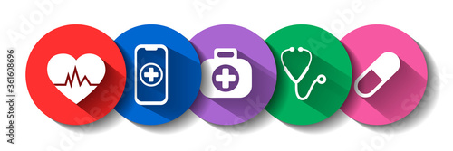 Health care set isolated vector icons.