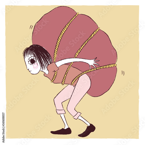 woman mental load - Depression stress hypersensitivity character theme 