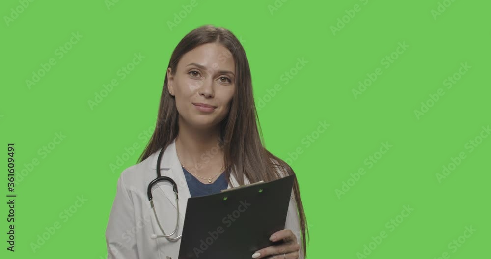 Portrait of female doctor on green screen Portrait of female doctor on green screen