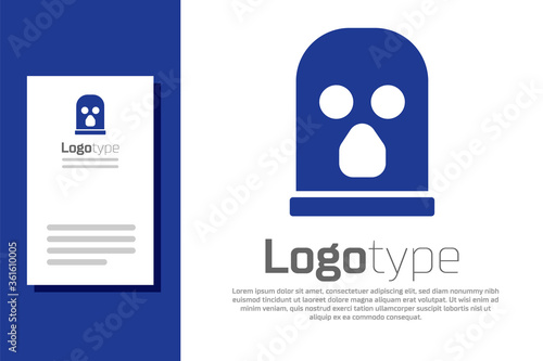 Blue Balaclava icon isolated on white background. A piece of clothing for winter sports or a mask for a criminal or a thief. Logo design template element. Vector.
