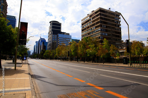 Main street in Chile with buildings. Santiago. Chile. 03/02/2019