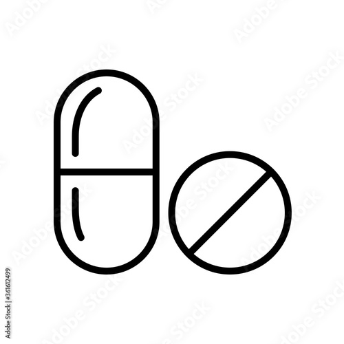 Tablets and pill vector icon. Medical sign