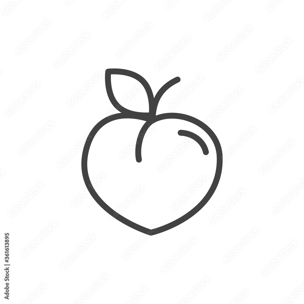 Peach outline icon. Vector Illustration. Peach outline icon. Vector Illustration.