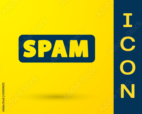 Blue Spam icon isolated on yellow background. Vector.