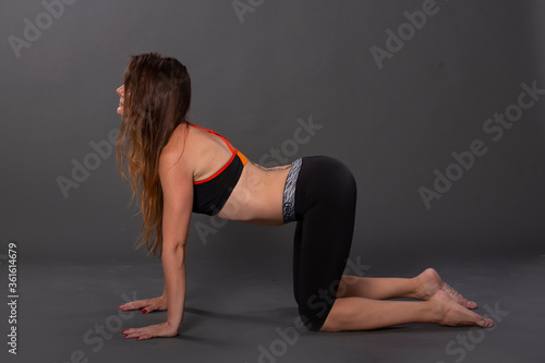 The yoga woman. Studio shot. Exercise, Pilates