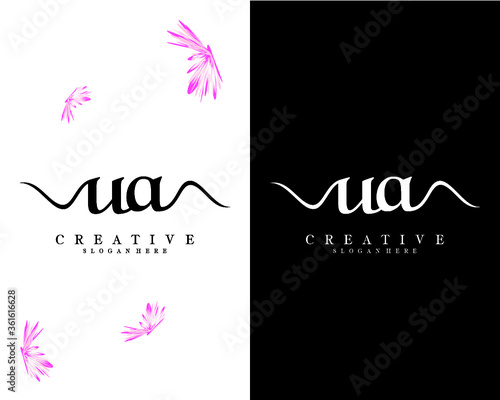 ua, au creative handwriting letters logo design vector