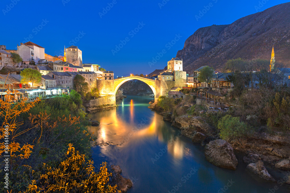 Historical Mostar Bridge in Bosnia and Herzegovina