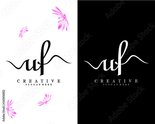 uf, fu creative handwriting letters logo design vector photo