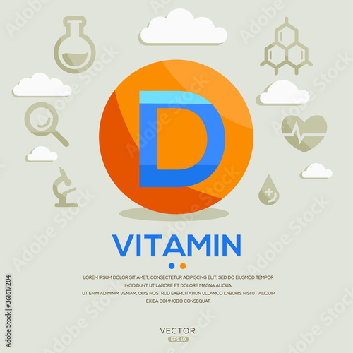 creative (vitamin_D) design ,contains letters and icons,Vector illustration.