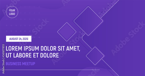 Business meetup on purple background. Colorful poster vector template e-mail, party, workshop, event, webinar, conference	