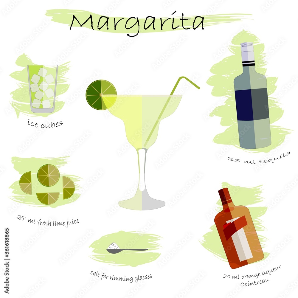 Φωτογραφία margarita recipe infographics vector illustration
