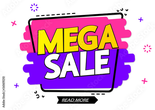 Mega Sale  promotion banner design template  discount tag  vector illustration