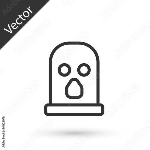Grey line Balaclava icon isolated on white background. A piece of clothing for winter sports or a mask for a criminal or a thief. Vector.