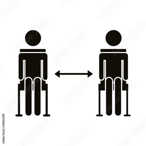 humans figures in chairs distance social silhouette style