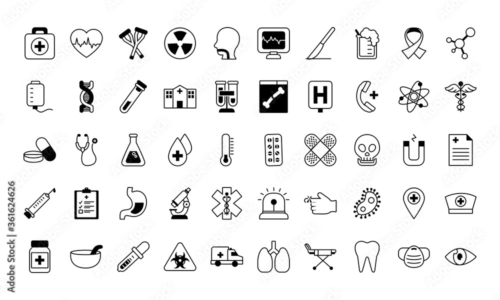 medical icons set, line style