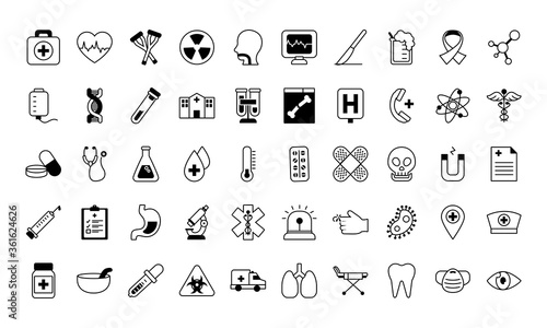 medical icons set, line style