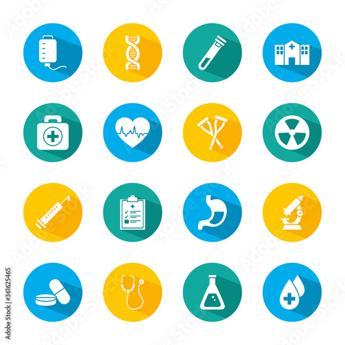 set of microscope and medical icons, block style