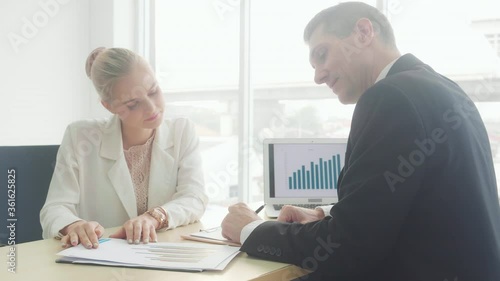 Wallpaper Mural Business team meeting about report analysis statistics and profit of financial, manager and secretary consulting and planning of finance with chart and graph document, conference for success. Torontodigital.ca