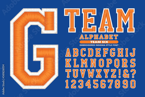 An Embroidery Styled 3d Alphabet for Team Sports Uniforms or University and Collegiate Style Garments