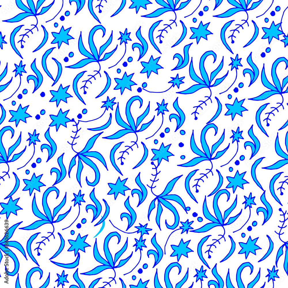 marine pattern in blue on a white background