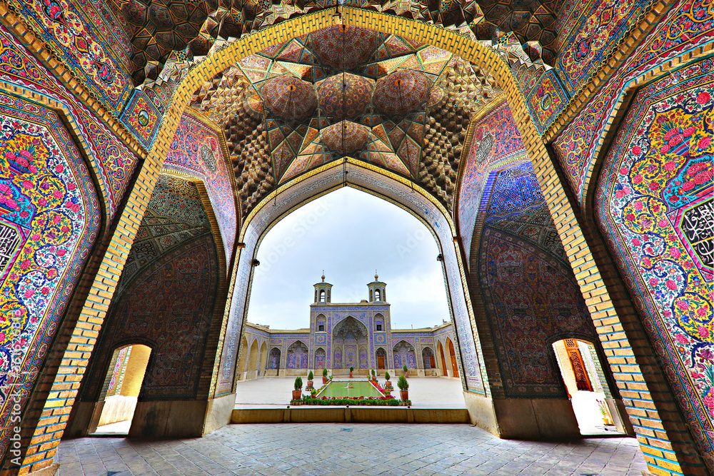Nasir-Ol-Molk Mosque known also as Pink Mosque, in Shiraz, Iran