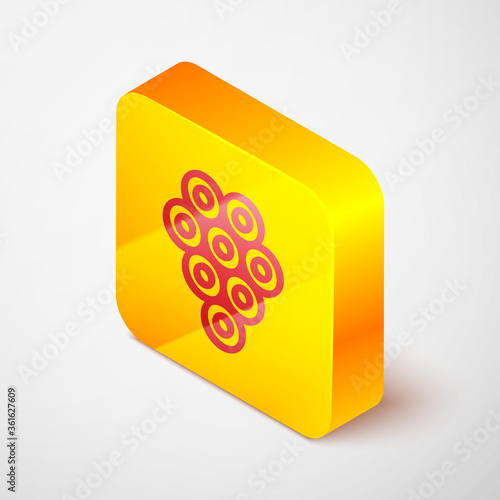Isometric line Caviar icon isolated on grey background. Yellow square button. Vector..