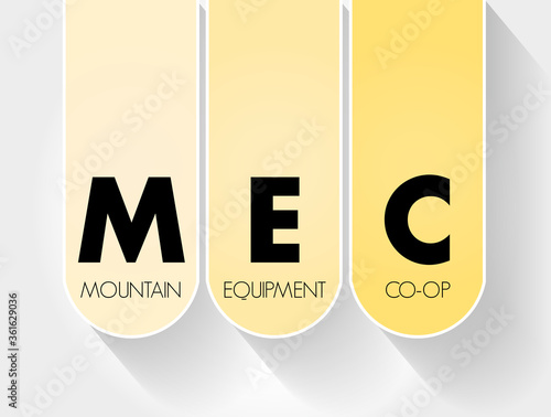 MEC - Mountain Equipment Co-Op acronym, concept background