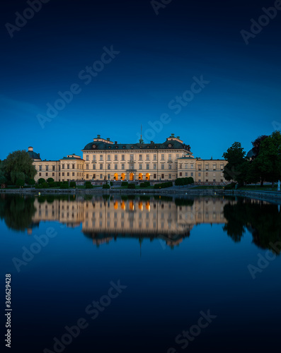Night view of the royal palace in Sweden