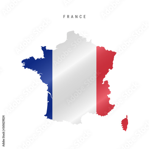 Waving flag map of France. Vector illustration