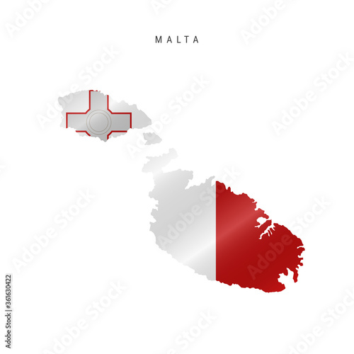 Waving flag map of Malta. Vector illustration
