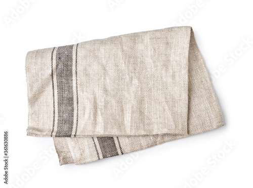 Fotografi Kitchen grey folded table cloth isolated on white background