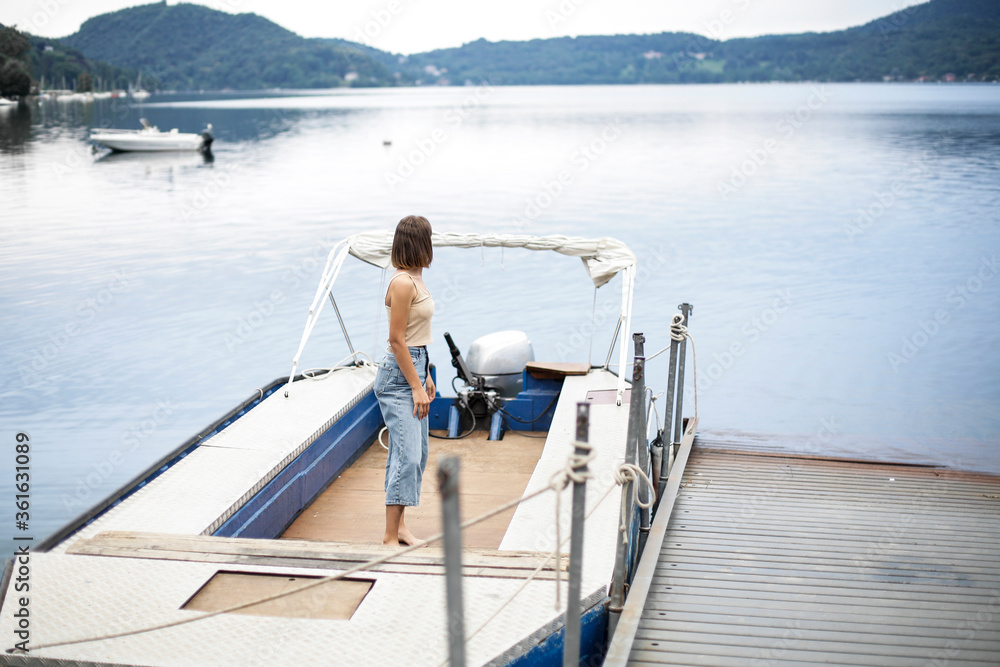 Young woman on the boat