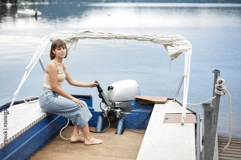 Young woman on the boat