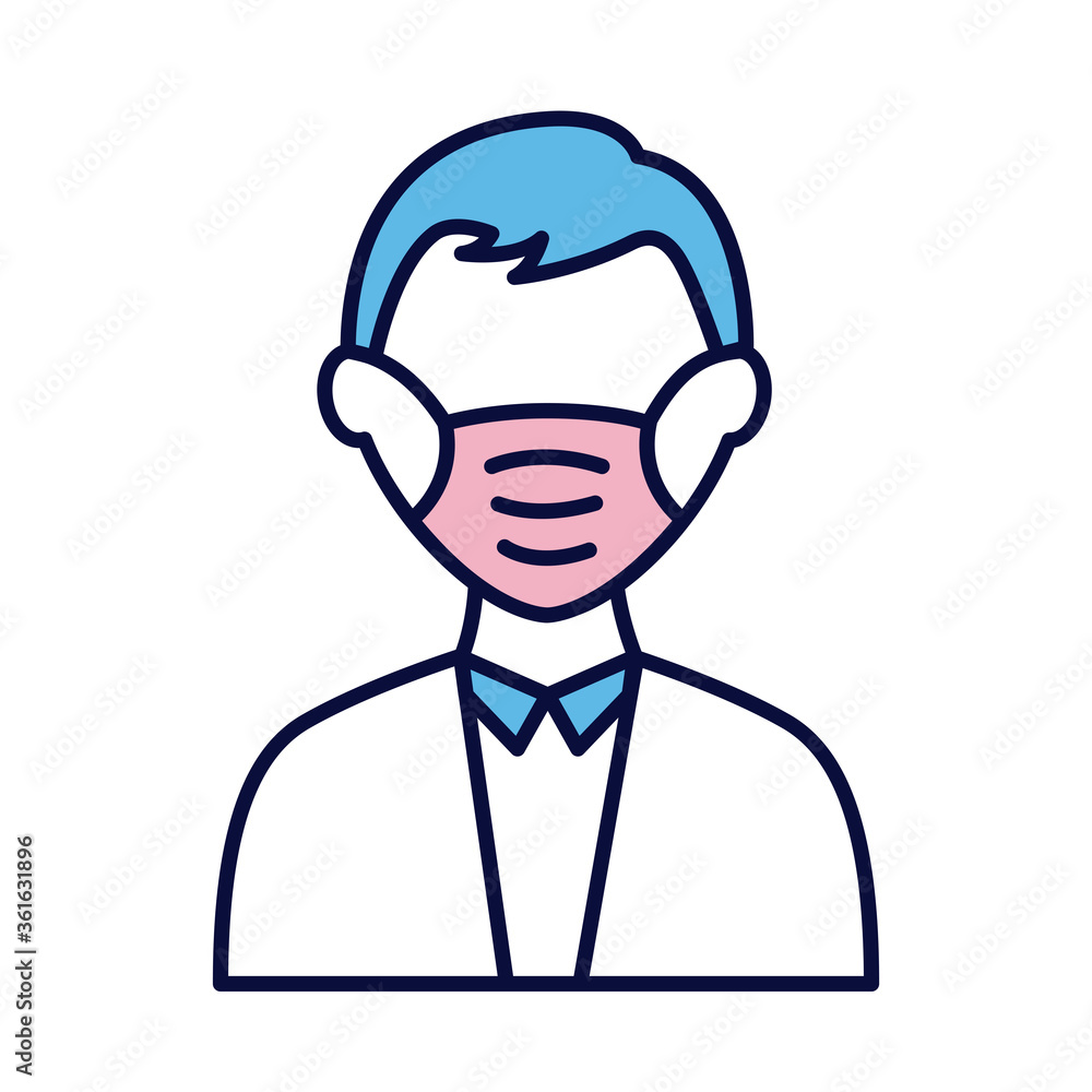 male wearing medical mask line and fill style icon male wearing medical mask line and fill style icon