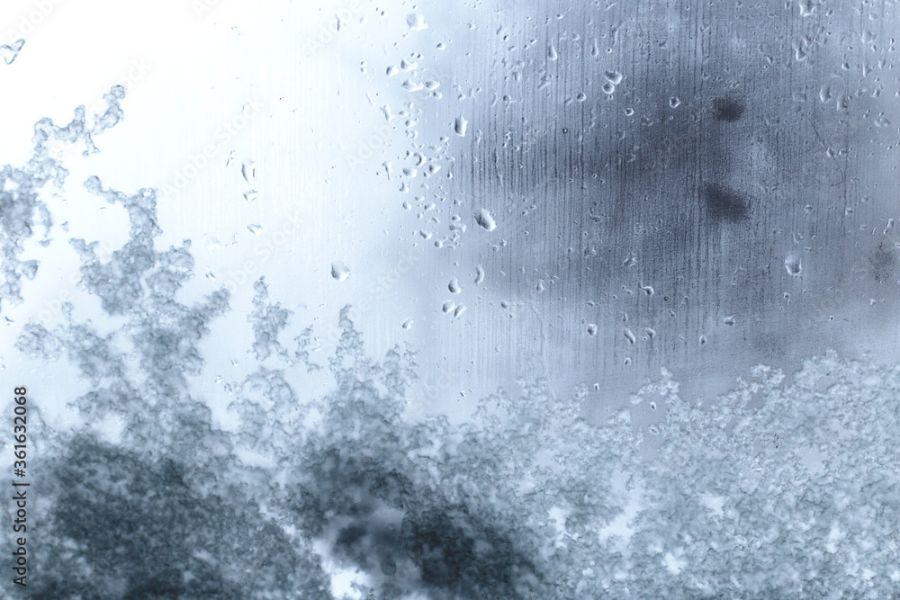 Snowy window. Frozen window. Winter backround. Snowy window. Frozen window. Winter backround.