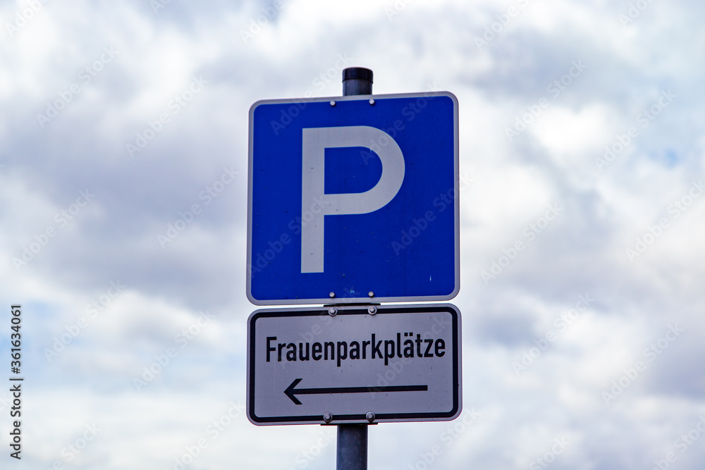german parking sign, parking only for women
