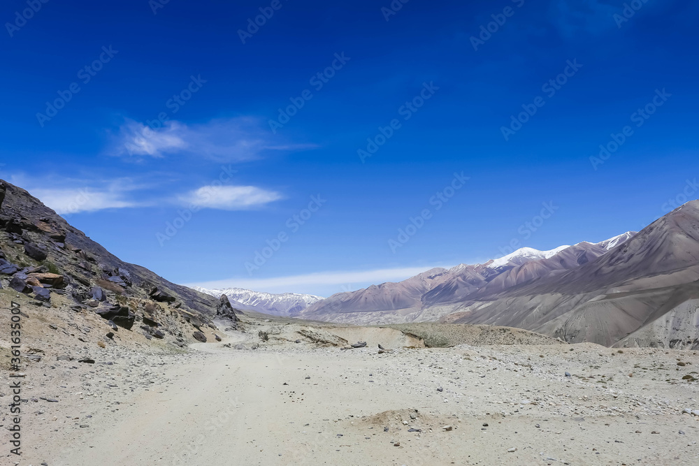 mountain landscape with blue sky and clouds