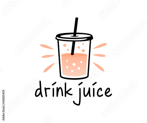 Drink,  juice, beverage and fruit juice, logo design. Food, smoothie, cafe and cafeteria, vector design and illustration