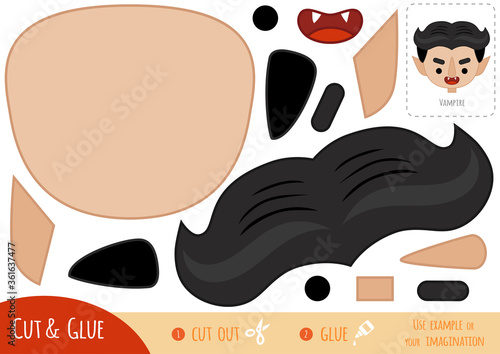 Education paper game for children, Vampire. Use scissors and glue to create the image.