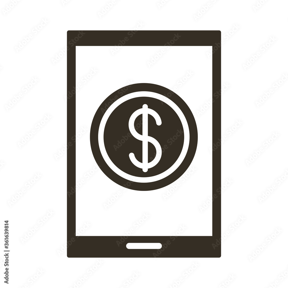 smartphone with dollar symbol line style smartphone with dollar symbol line style