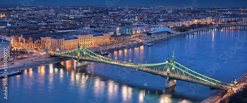 View on the Liberty Bridge in Budapest at night