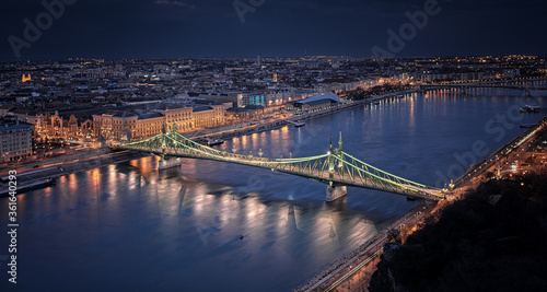 View on the Liberty Bridge in Budapest at night